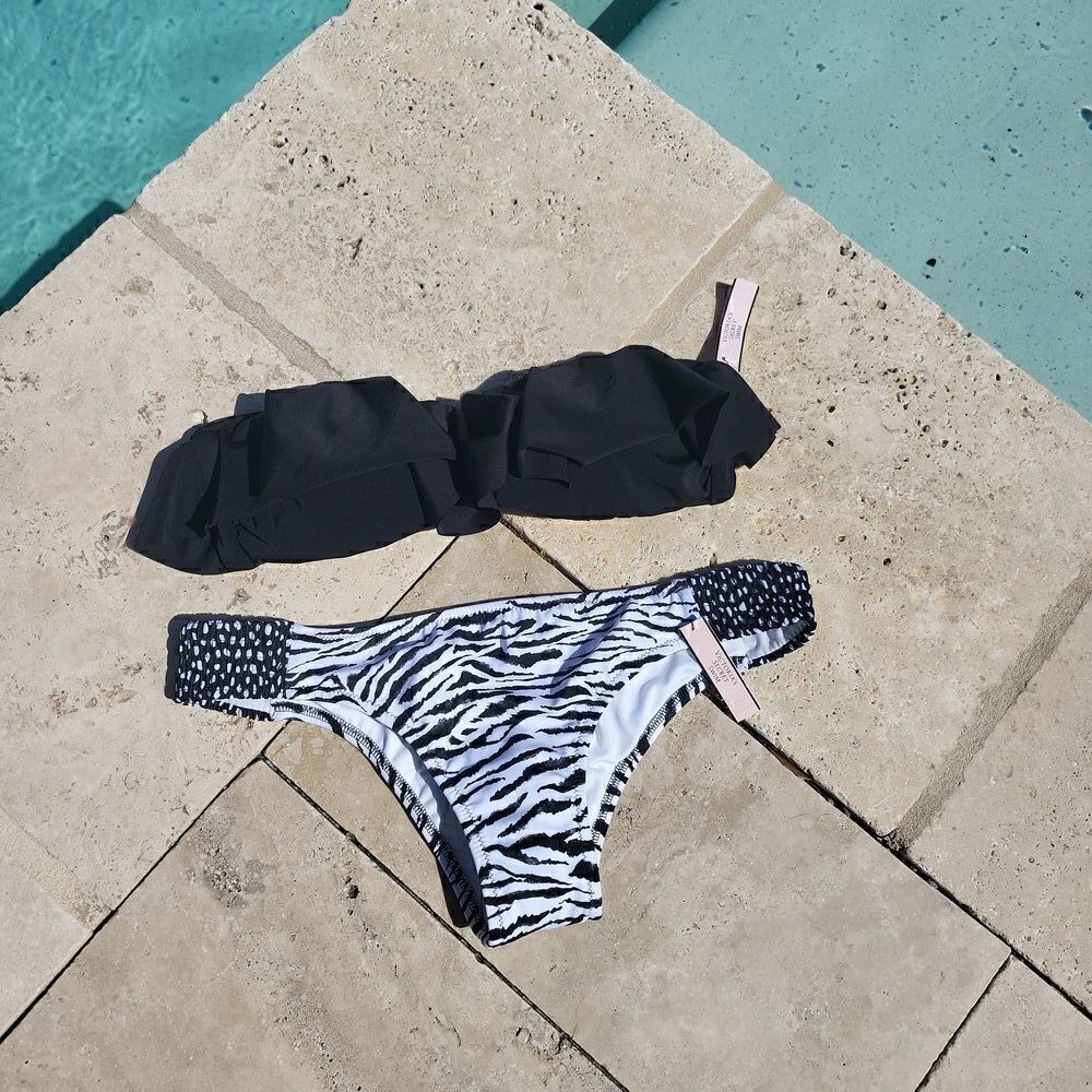 Victoria Secret bandeau bikini M black and white